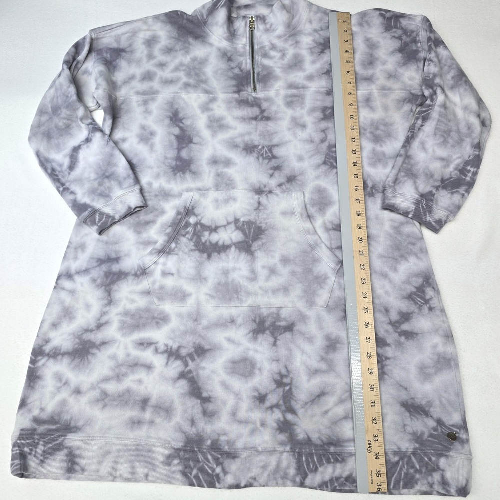LIVI Lane Bryant Gray Tie‎ Dye Quarter Zip Sweatshirt Dress Plus Size 18/20 - Picture 6 of 11
